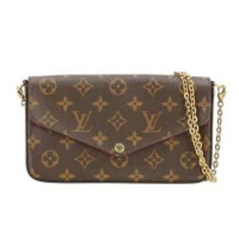 Louis Vuitton Pochette Felicie Monogram Pouch Canvas Leather Brown